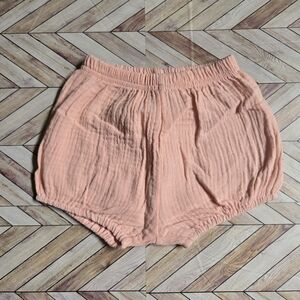 Baby Girl Pink Crinkled Muslin Bloomer Short Cotton Gauze Summer Diaper Cover